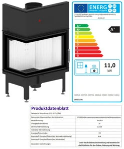 EEK A+ - Eck-Kamineinsatz HITZE Albero AL11L.H DECO Mit Seitenglas Links -11kW -Kaminöfen Verkaufsgeschäft AL11L.H D fer