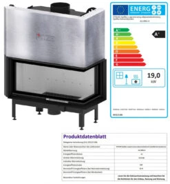EEK A+ - ECK-Kamineinsatz Albero AL19RG.H DECO Mit Schiebetür U. Seitenglas Rechts -19kW -Kaminöfen Verkaufsgeschäft AL19RG.H D fer