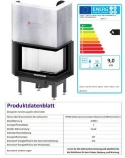EEK A - Eck-Kamineinsatz HITZE Albero AL9RG.H DECO Mit Schiebetür, Rechts -9kW -Kaminöfen Verkaufsgeschäft AL9RG.H D fer