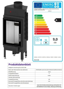 EEK A - Kamineinsatz HITZE Albero AL9S.V DECO - 9kW Extra Hohe Sichtscheibe -Kaminöfen Verkaufsgeschäft AL9S.V D fer