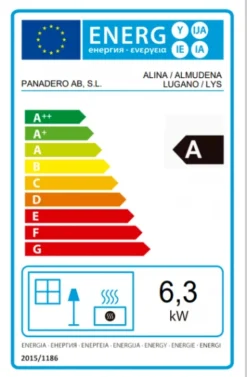 EEK A Kaminofen Panadero Alina EcoDesign - 6,3 KW -Kaminöfen Verkaufsgeschäft AlinA CE