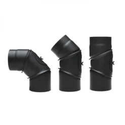 130 Mm - Rauchrohr Bogen Flexibel 0-90° Mit Tür In Schwarz