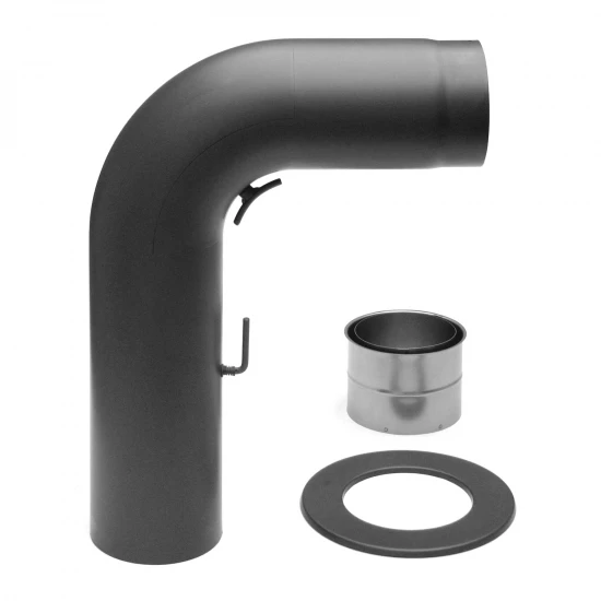 130 Mm - Rauchrohr Set Rund Gezogen Mit Drosselklappe In Gussgrau 1 130 Mm - Rauchrohr Set Rund Gezogen Mit Drosselklappe In Gussgrau