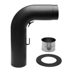 130 Mm - Rauchrohrset Rund Gezogen Mit Drosselklappe In Schwarz