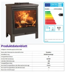 EEK A Kaminofen Panadero DOVER Mit Herdplatte - 8kW -Kaminöfen Verkaufsgeschäft DOVER fertig