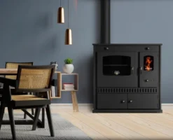 EEK A+ Küchenofen Holzherd Perfect ECO Schwarz, Linke Version - 7 KW Dauerbrandherd -Kaminöfen Verkaufsgeschäft Dauerbrandherd Perfect ECO int links