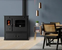 EEK A+ Küchenofen Holzherd Perfect ECO Schwarz, Rechte Version - 7 KW Dauerbrandherd -Kaminöfen Verkaufsgeschäft Dauerbrandherd Perfect ECO int rechts