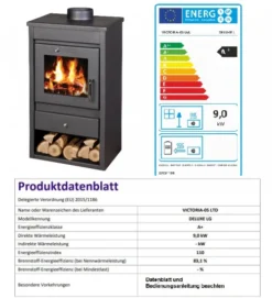 EEK A+ Kaminofen Victoria Deluxe L Schwarz 9 KW -Kaminöfen Verkaufsgeschäft Deluxe L fertig