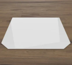 Sechseck 85x110cm Glas Weiß - Funkenschutzplatte Kaminbodenplatte Glasplatte Unterlage Ofen