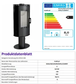 *EEK A - Kaminofen Kratki KOZA AB S N Mit Standfuß Und Schwarzen Kacheln - 8 KW -Kaminöfen Verkaufsgeschäft KOZA CZARNY