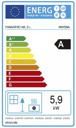 EEK A Kaminofen Panadero Knysna EcoDesign - 5,9 KW -Kaminöfen Verkaufsgeschäft Knysna Label