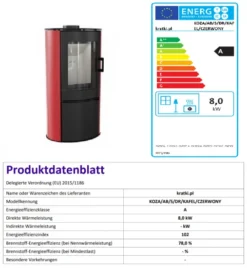 *EEK A - Kaminofen Kratki KOZA AB S Mit Roten Kacheln Und Holzfach - 8 KW -Kaminöfen Verkaufsgeschäft Kozaczerwony