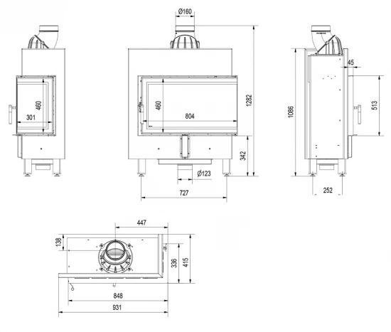 *EEK A+ Eck-Kamineinsatz Kratki LUCY/14/SLIM/P/BS Mit Seitenglas Rechts - 10kW 5 *EEK A+ Eck-Kamineinsatz Kratki LUCY/14/SLIM/P/BS Mit Seitenglas Rechts - 10kW – Bild 5