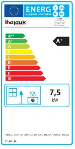 EEK A+ Eck-Kaminbausatz IMPERIAL Mit HAJDUK SMART 2PTh - 7,5 KW -Kaminöfen Verkaufsgeschäft Label1