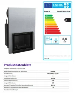 *EEK A+ Wasserführender Kamineinsatz Kratki MAJA/PW/12/G/W Mit Hebetür + BIMSCHV II -Kaminöfen Verkaufsgeschäft MAJAPW12GW