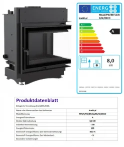 *EEK A+ Wasserführender Eck-Kamineinsatz Kratki MAJA PW 12 DECO Seitenglas Rechts + BIMSCHV II -Kaminöfen Verkaufsgeschäft MAJAPWBP12BSWDECO