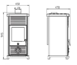 EEK A+ Kaminofen Plamen Maestral N Mit Herdplatte, Braun - 6,5kW -Kaminöfen Verkaufsgeschäft Maestral N masse 32757 2