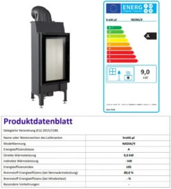 *EEK A - Kamineinsatz Kratki Nadia - 9 KW - Extra Hohe Sichtscheibe -Kaminöfen Verkaufsgeschäft NADIA9