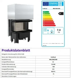 *EEK A - 3-Scheiben-Kamineinsatz KRATKI NBC 7 Mit Schiebetür - 7kW -Kaminöfen Verkaufsgeschäft NBC680 280
