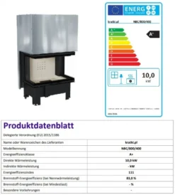 *EEK A - 3-Scheiben-Kamineinsatz KRATKI NBC 10 Mit Schiebetür - 10 KW -Kaminöfen Verkaufsgeschäft NBC800 400