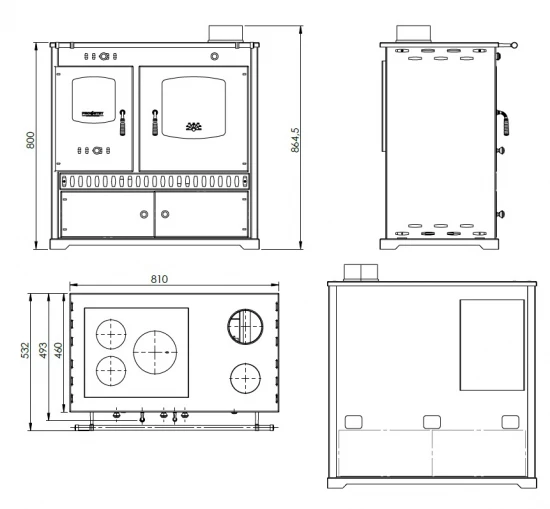 EEK A+ Küchenofen Holzherd Perfect ECO LUX Schwarz, Linke Version - 7,38 KW Dauerbrandherd 5 EEK A+ Küchenofen Holzherd Perfect ECO LUX Schwarz, Linke Version - 7,38 KW Dauerbrandherd – Bild 5