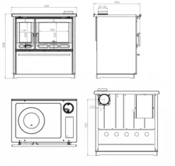 EEK A+ Küchenofen Holzherd Plamen 850 Weiß, Linke Version - 8 KW Dauerbrandherd -Kaminöfen Verkaufsgeschäft Plamen850 masse 33054 2 33055 2