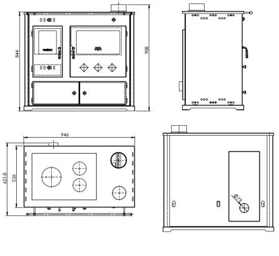 EEK A+ Küchenofen Holzherd Practik LUX Schwarz, Rechte Version - 9,5 KW, Ext. Zuluft - Dauerbrand 5 EEK A+ Küchenofen Holzherd Practik LUX Schwarz, Rechte Version - 9,5 KW, Ext. Zuluft - Dauerbrand – Bild 5