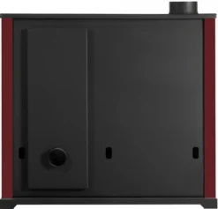 EEK A+ Küchenofen Holzherd Practik LUX Bordeaux, Linke Version - 9,5 KW, Ext. Zuluft - Dauerbrand -Kaminöfen Verkaufsgeschäft Practik LUX rot links hinten