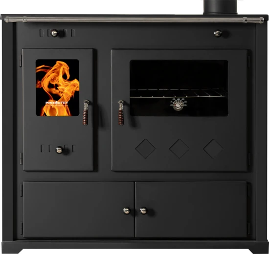 EEK A+ Küchenofen Holzherd Practik LUX Schwarz, Rechte Version - 9,5 KW, Ext. Zuluft - Dauerbrand 2 EEK A+ Küchenofen Holzherd Practik LUX Schwarz, Rechte Version - 9,5 KW, Ext. Zuluft - Dauerbrand – Bild 2