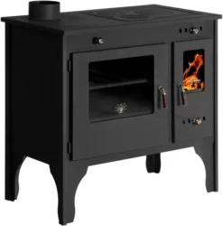 EEK A+ Küchenofen Holzherd Retro ECO Schwarz, Linke Version - 7 KW Dauerbrandherd -Kaminöfen Verkaufsgeschäft RETRO ECO 3 links