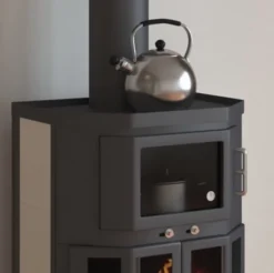 EEK A Kaminofen Mit Backfach+Herdplatte Victoria Taro 2F, Schwarz – 9,53 KW -Kaminöfen Verkaufsgeschäft Taro2Forno2herdpl