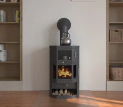 EEK A Kaminofen Mit Backfach+Herdplatte Victoria Taro F Schwarz – 9,53 KW -Kaminöfen Verkaufsgeschäft TaroFfront800px