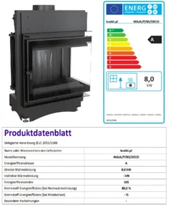 *EEK A - Eck-Guss-Kamineinsatz Kratki MAJA/P/BS/DECO !RR150! Mit Seitenglas Rechts - 8kW + BIMSCHV II -Kaminöfen Verkaufsgeschäft Unbenannt85