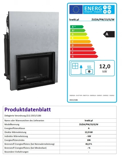 *EEK A Wasserführender Kamineinsatz ZUZIA/PW/15/G/W - 12kW Hebetür + BIMSCHV II 4 *EEK A Wasserführender Kamineinsatz ZUZIA/PW/15/G/W - 12kW Hebetür + BIMSCHV II – Bild 4