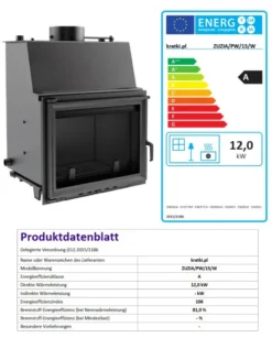 *EEK A Wasserführender Kamineinsatz ZUZIA/PW/15/W - 12kW + BIMSCHV II -Kaminöfen Verkaufsgeschäft ZUZIAPW15W