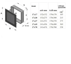 Luftgitter, Lamellen Feststehend, 17x70cm, Schwarz/gold -Kaminöfen Verkaufsgeschäft abmessung luftgitter lamelle 22284 3