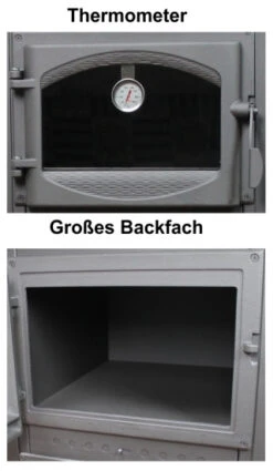 EEK A - Kaminofen Mit Backfach Und Herdplatte Cucina Creme - 9,7kW -Kaminöfen Verkaufsgeschäft backfach 0