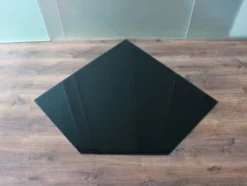 Fünfeck 110x110cm Glas Schwarz - Funkenschutzplatte Kaminbodenplatte Glasplatte Ofenplatte Kamin