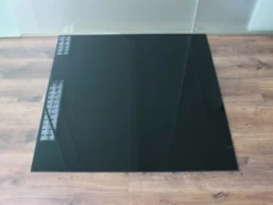 Rechteck 110x120cm Glas Schwarz - Funkenschutzplatte Kaminbodenplatte Glasplatte Ofenunterlage