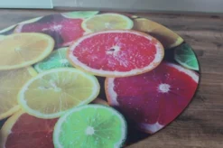 (Sofort Lieferbar!) Kreis Motiv Zitrone 110x110cm - Funkenschutzplatte Kaminbodenplatte Glasplatte -Kaminöfen Verkaufsgeschäft glasplatte motiv kreis funkenschutzplatte detail1 800px