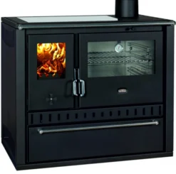 EEK A Premium-Küchenofen Holzherd GT Schwarz !Cerankochfeld!+!Edelstahlbackfach!-Dauerbrandherd - 15kW