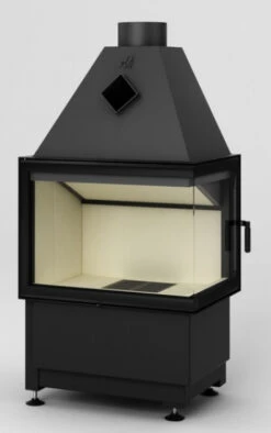 EEK A+ Eck-Kamineinsatz HAJDUK SMART 2PXLT Rahmenlos, Seitenscheibe Rechts - 6,5 KW