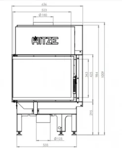 EEK A - Eck-Kamineinsatz HITZE Albero AL9L.H DECO Mit Seitenglas Links -9kW -Kaminöfen Verkaufsgeschäft hitze ma zeichnung1