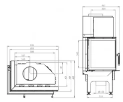 EEK A - Eck-Kamineinsatz HITZE Albero AL9L.H DECO Mit Seitenglas Links -9kW -Kaminöfen Verkaufsgeschäft hitze ma zeichnung2