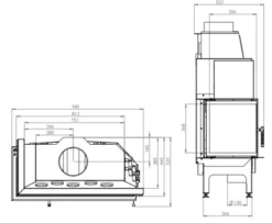 EEK A+ - Eck-Kamineinsatz HITZE Albero AL19L.H DECO Mit Seitenglas Links -19kW -Kaminöfen Verkaufsgeschäft hitze ma zeichnung58