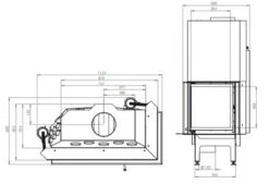 EEK A+ - ECK-Kamineinsatz Albero AL19RG.H DECO Mit Schiebetür U. Seitenglas Rechts -19kW -Kaminöfen Verkaufsgeschäft hitze ma zeichnung60