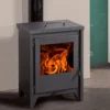 EEK A+ Kaminofen Juan Panadero Bordeaux ECODESIGN Mit Herdplatte - 7,4 KW [Wirkungsgrad 90%!] Rauchrohr Hinten