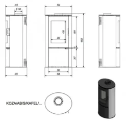 *EEK A - Kaminofen Kratki KOZA AB S Mit Roten Kacheln Und Holzfach - 8 KW -Kaminöfen Verkaufsgeschäft kozaabskma e