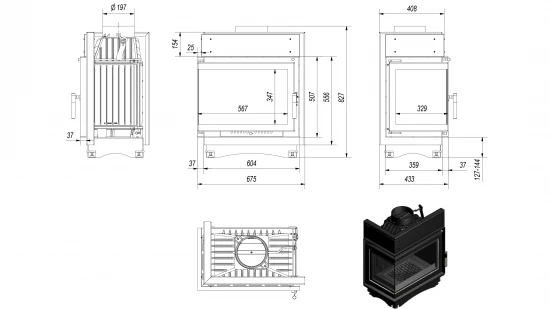 *EEK A - Eck-Guss-Kamineinsatz Kratki MAJA/L/BS Mit Seitenglas Links - 8kW + BIMSCHV II 2 *EEK A - Eck-Guss-Kamineinsatz Kratki MAJA/L/BS Mit Seitenglas Links - 8kW + BIMSCHV II – Bild 2
