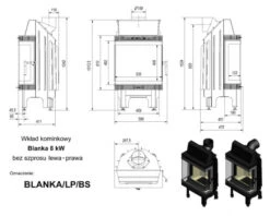 *EEK A - Kamineinsatz Mit 3 Scheiben Kratki BLANKA/LP/BS - 8 KW -Kaminöfen Verkaufsgeschäft n blanka lewa prawa wymiary